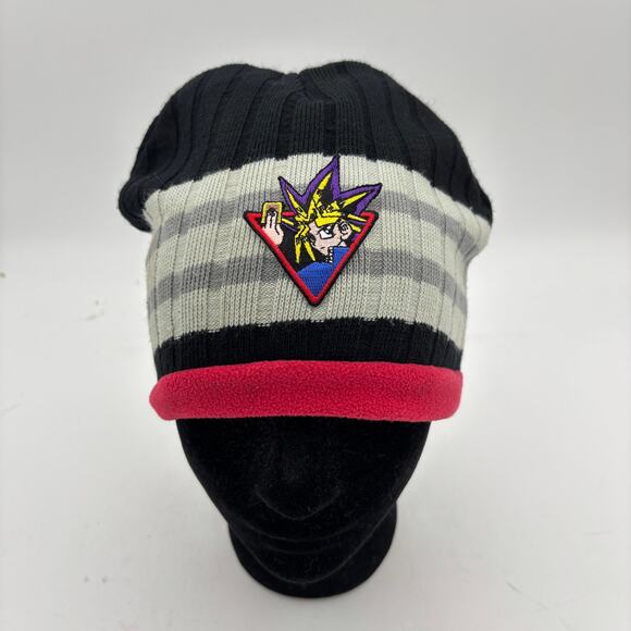Vintage 2005 Yu-Gi-Oh Striped Knit Beanie Cap Hat Youth 4-16 - Picture 2 of 10
